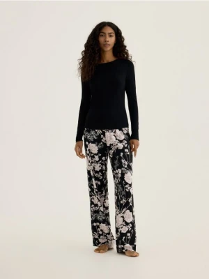 Reserved - Dwuczęściowa piżama z wiskozy - czarny
