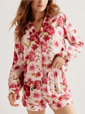 Reserved - Dwuczęściowa piżama z wiskozy - fuksja