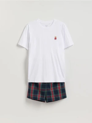 Reserved - Dwuczęściowa piżama ze świątecznym motywem - biały