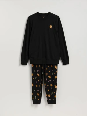 Reserved - Dwuczęściowa piżama ze świątecznym motywem - czarny