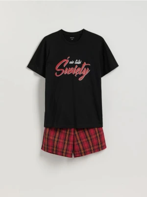 Reserved - Dwuczęściowa piżama ze świątecznym motywem - czarny