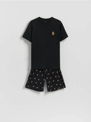 Zdjęcie produktu Reserved - Dwuczęściowa piżama ze świątecznym motywem - czarny