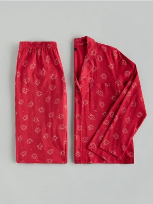Reserved - Dwuczęściowa piżama ze świątecznym nadrukiem - czerwony
