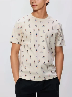 Reserved - Dwuczęściowa piżama ze wzorem - kremowy