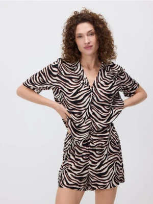 Reserved - Dwuczęściowa piżama ze zwierzęcym nadrukiem - czarny