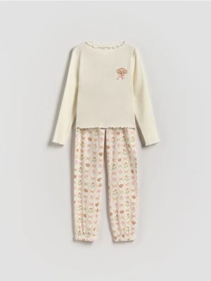 Reserved - Dwuczęściowa piżama - złamana biel