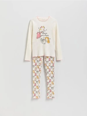 Reserved - Dwuczęściowa piżama - złamana biel