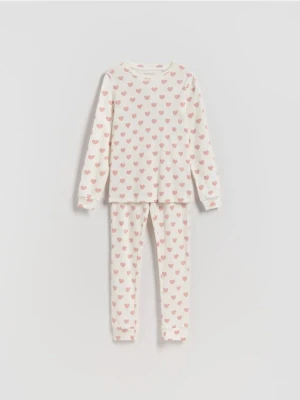 Reserved - Dwuczęściowa piżama - złamana biel