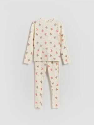 Reserved - Dwuczęściowa piżama - złamana biel