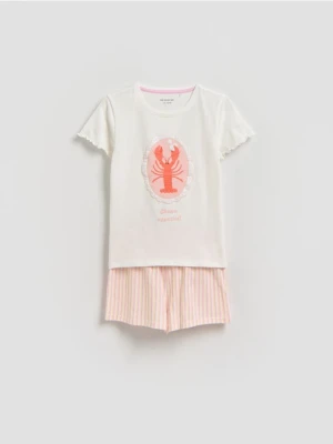 Reserved - Dwuczęściowa piżama - złamana biel