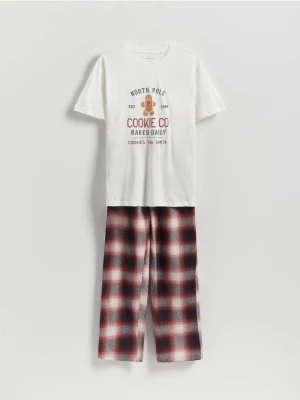 Reserved - Dwuczęściowa świąteczna piżama - złamana biel
