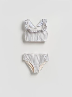 Reserved - Dwuczęściowy strój kąpielowy w paski - złamana biel