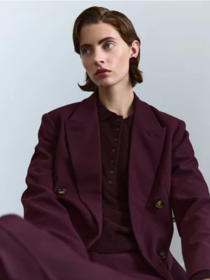 Reserved - Dwurzędowa marynarka - burgundowy