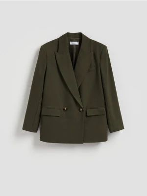 Reserved - Dwurzędowa marynarka - ciemnozielony