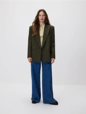 Reserved - Dwurzędowa marynarka - ciemnozielony