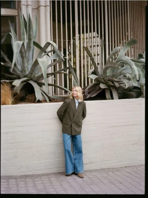 Reserved - Dwurzędowa marynarka - ciemnozielony