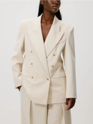 Reserved - Dwurzędowa marynarka oversize - beżowy