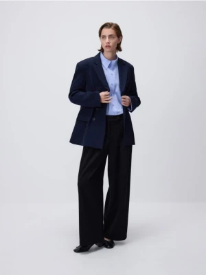 Reserved - Dwurzędowa marynarka oversize - granatowy