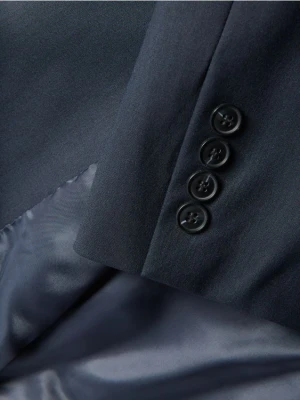 Reserved - Dwurzędowa marynarka z dodatkiem wełny - granatowy