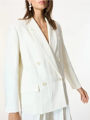 Reserved - Dwurzędowa marynarka z wiskozą - biały