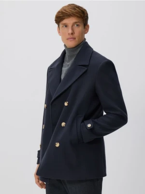 Reserved - Dwurzędowy płaszcz - granatowy
