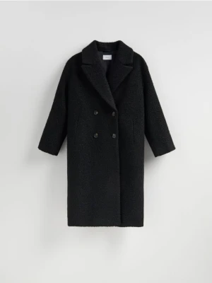 Reserved - Dwurzędowy płaszcz oversize - czarny
