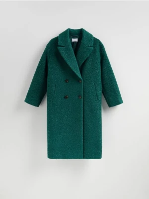 Reserved - Dwurzędowy płaszcz oversize - morski