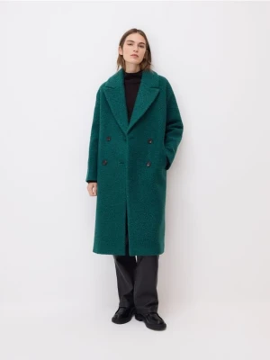 Reserved - Dwurzędowy płaszcz oversize - morski