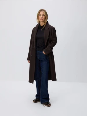 Zdjęcie produktu Reserved - Dwurzędowy płaszcz z wełną - mahoniowy