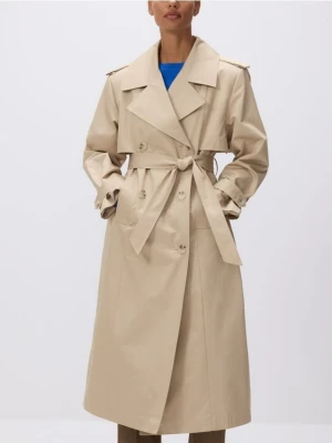 Reserved - Dwurzędowy trencz oversize - beżowy