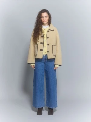 Reserved - Dwustronna kurtka kożuch - kremowy