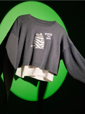 Reserved - Dwuwarstwowa koszulka Pusheen - jasnoszary