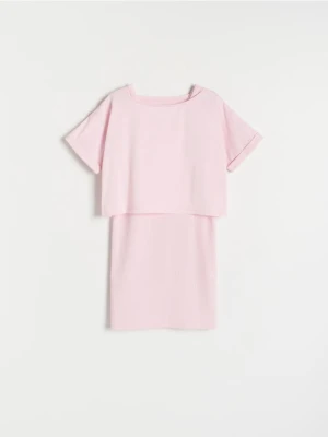 Reserved - Dwuwarstwowa sukienka - różowy