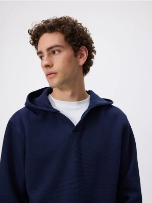Reserved - Dzianinowa bluza z kapturem - granatowy