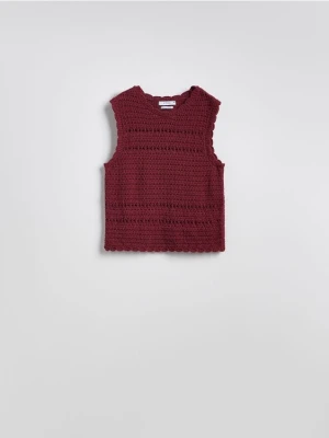 Reserved - Dzianinowa bluzka - bordowy