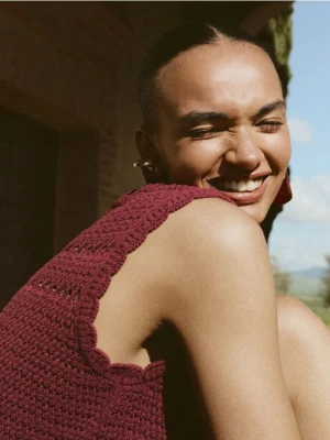 Reserved - Dzianinowa bluzka - bordowy