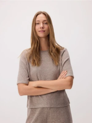 Reserved - Dzianinowa bluzka - brązowy