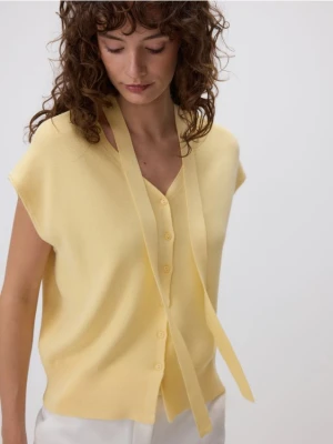 Reserved - Dzianinowa bluzka - jasnożółty