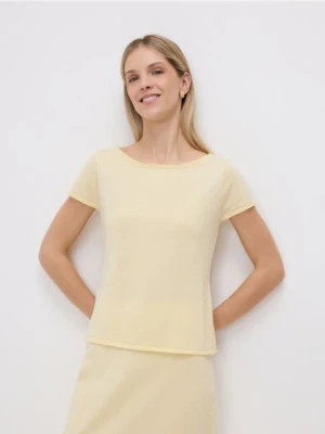 Reserved - Dzianinowa bluzka - jasnożółty