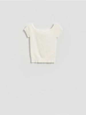 Reserved - Dzianinowa bluzka - kremowy