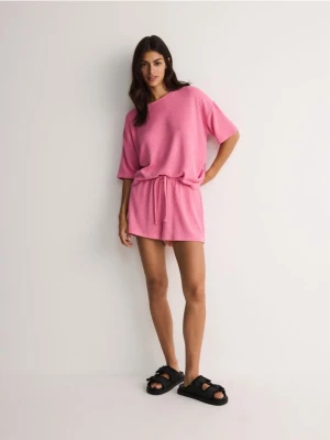 Reserved - Dzianinowa bluzka oversize z wiskozą - pastelowy róż
