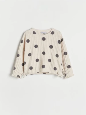 Reserved - Dzianinowa bluzka w kropki - kremowy
