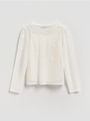 Reserved - Dzianinowa bluzka z topem - złamana biel