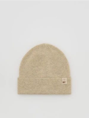 Reserved - Dzianinowa czapka beanie - beżowy