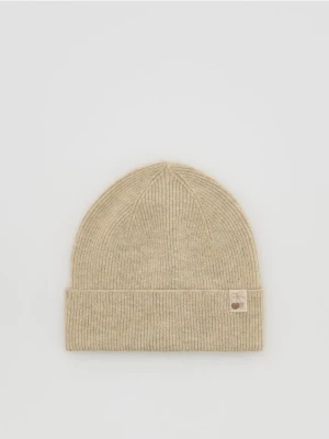 Reserved - Dzianinowa czapka beanie - beżowy