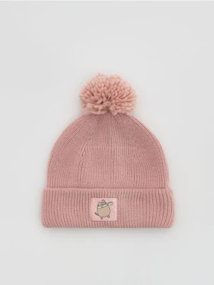Reserved - Dzianinowa czapka Pusheen - brudny róż
