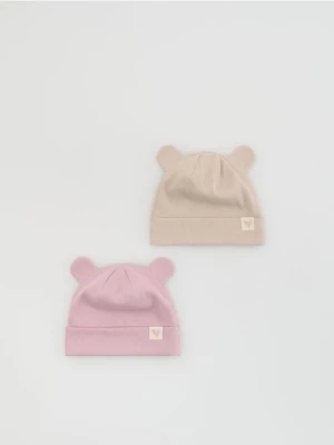 Reserved - Dzianinowa czapka z uszkami 2 pack - wielobarwny