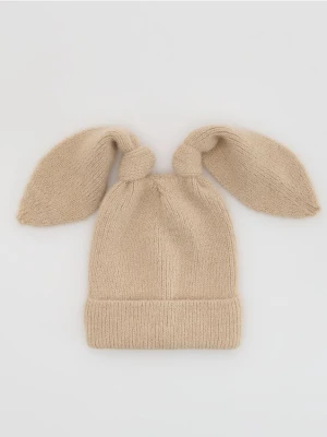 Reserved - Dzianinowa czapka z uszkami - beżowy