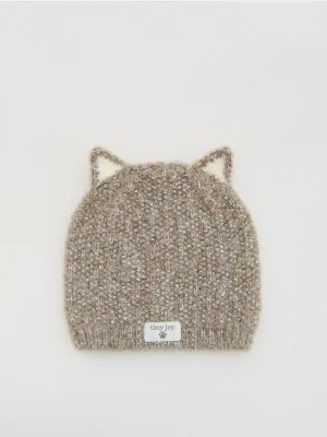 Reserved - Dzianinowa czapka z uszkami - brązowy