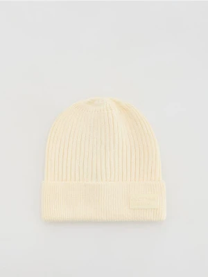 Reserved - Dzianinowa czapka z wiskozą - złamana biel